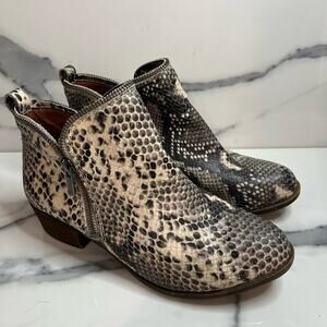 Lucky Brand | Black Beige Leather Snakeskin Dual Zip Bartalino Boots Sz 8